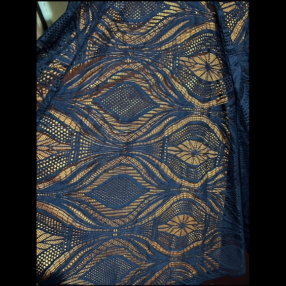 Eva Franco Embroidered Laced Long Sleeve Fit & Flare Dress Black/Orange Size 6 - Picture 6 of 10